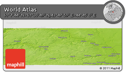 Physical Panoramic Map of the Area around 61° 19' 16" N, 44° 16' 29" E