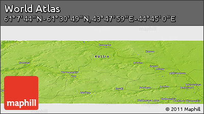 Physical Panoramic Map of the Area around 61° 19' 16" N, 44° 16' 29" E