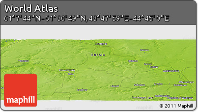 Physical Panoramic Map of the Area around 61° 19' 16" N, 44° 16' 29" E
