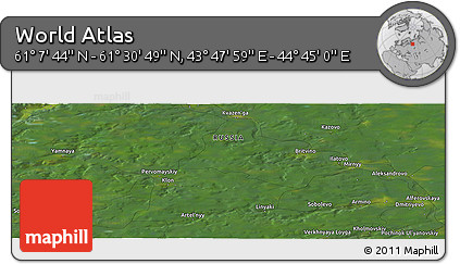 Satellite Panoramic Map of the Area around 61° 19' 16" N, 44° 16' 29" E