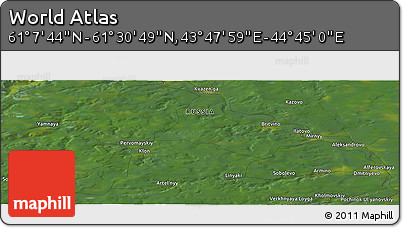 Satellite Panoramic Map of the Area around 61° 19' 16" N, 44° 16' 29" E