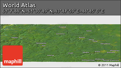 Satellite Panoramic Map of the Area around 61° 19' 16" N, 44° 16' 29" E