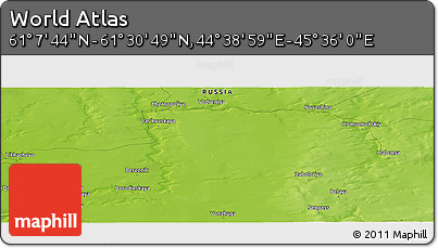 Physical Panoramic Map of the Area around 61° 19' 16" N, 45° 7' 30" E