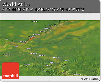 Satellite 3D Map of the Area around 61° 19' 16" N, 47° 40' 29" E