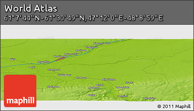 Physical Panoramic Map of the Area around 61° 19' 16" N, 47° 40' 29" E