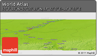 Physical Panoramic Map of the Area around 61° 19' 16" N, 47° 40' 29" E