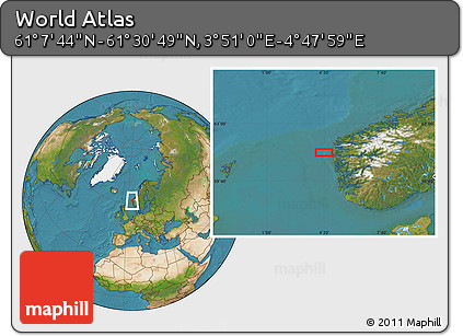 Satellite Location Map of the Area around 61° 19' 16" N, 4° 19' 30" E