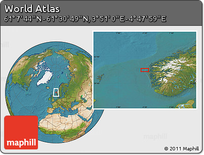 Satellite Location Map of the Area around 61° 19' 16" N, 4° 19' 30" E