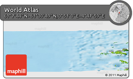 Physical Panoramic Map of the Area around 61° 19' 16" N, 4° 19' 30" E