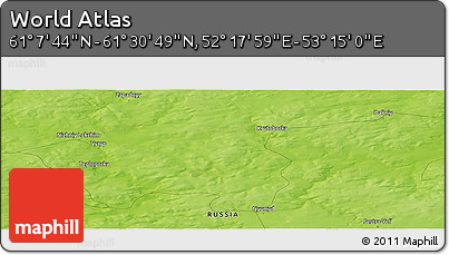 Physical Panoramic Map of the Area around 61° 19' 16" N, 52° 46' 29" E