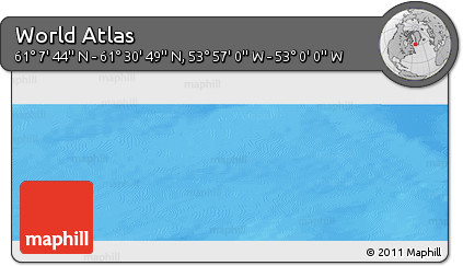 Physical Panoramic Map of the Area around 61° 19' 16" N, 53° 28' 30" W