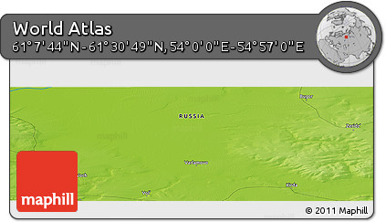 Physical Panoramic Map of the Area around 61° 19' 16" N, 54° 28' 30" E