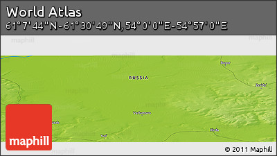 Physical Panoramic Map of the Area around 61° 19' 16" N, 54° 28' 30" E