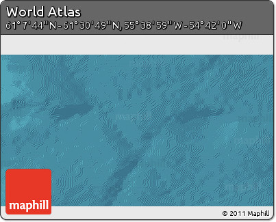 Satellite 3D Map of the Area around 61° 19' 16" N, 55° 10' 29" W