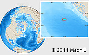 Shaded Relief Location Map of the area around 61° 19' 16" N, 55° 10' 29" W
