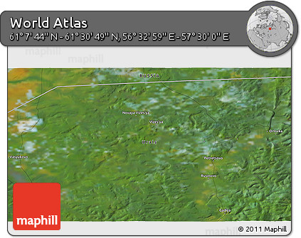 Satellite 3D Map of the Area around 61° 19' 16" N, 57° 1' 29" E