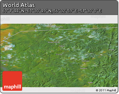 Satellite 3D Map of the Area around 61° 19' 16" N, 57° 1' 29" E
