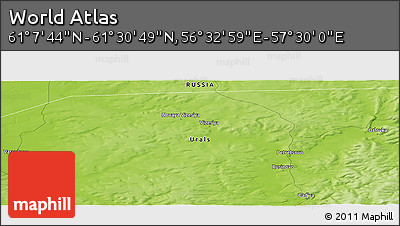 Physical Panoramic Map of the Area around 61° 19' 16" N, 57° 1' 29" E