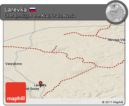 Shaded Relief Panoramic Map of Larevka