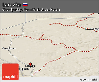 Shaded Relief Panoramic Map of Larevka