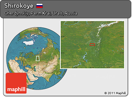 Satellite Location Map of Shirokoye