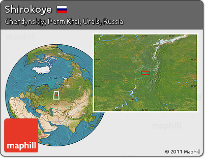 Satellite Location Map of Shirokoye