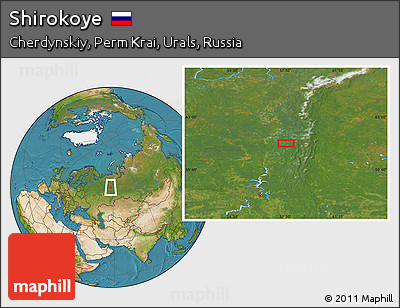 Satellite Location Map of Shirokoye
