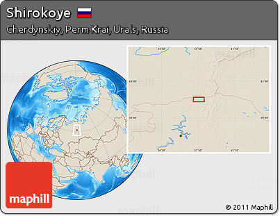Shaded Relief Location Map of Shirokoye