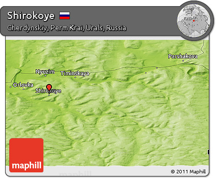 Physical Panoramic Map of Shirokoye