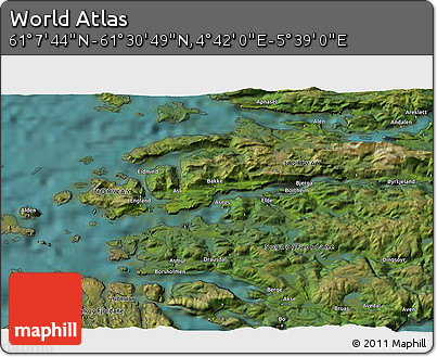 Satellite 3D Map of the Area around 61° 19' 16" N, 5° 10' 30" E