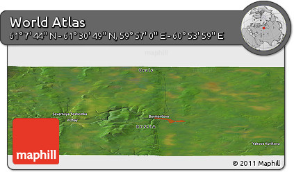 Satellite Panoramic Map of the Area around 61° 19' 16" N, 60° 25' 29" E