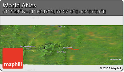 Satellite Panoramic Map of the Area around 61° 19' 16" N, 60° 25' 29" E