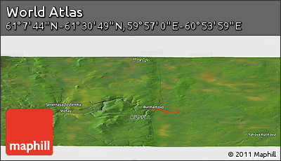 Satellite Panoramic Map of the Area around 61° 19' 16" N, 60° 25' 29" E