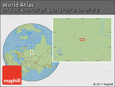 Savanna Style Location Map of the Area around 61° 19' 16" N, 61° 16' 29" E