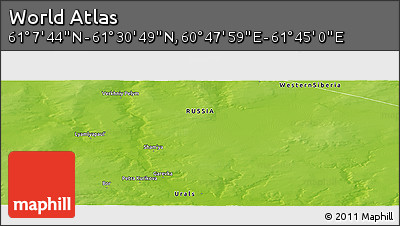 Physical Panoramic Map of the Area around 61° 19' 16" N, 61° 16' 29" E