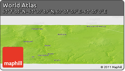 Physical Panoramic Map of the Area around 61° 19' 16" N, 61° 16' 29" E