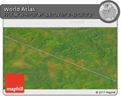 Satellite 3D Map of the Area around 61° 19' 16" N, 62° 7' 30" E