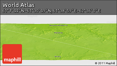 Physical Panoramic Map of the Area around 61° 19' 16" N, 62° 7' 30" E