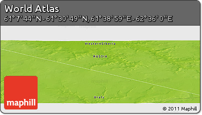 Physical Panoramic Map of the Area around 61° 19' 16" N, 62° 7' 30" E