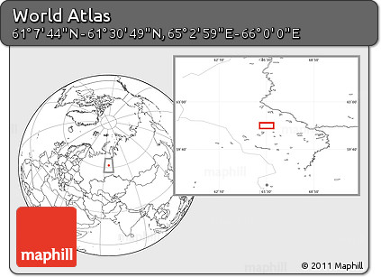 Blank Location Map of the Area around 61° 19' 16" N, 65° 31' 30" E