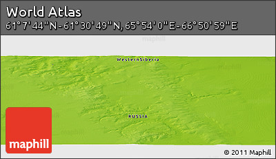 Physical Panoramic Map of the Area around 61° 19' 16" N, 66° 22' 30" E