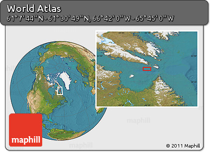 Satellite Location Map of the Area around 61° 19' 16" N, 66° 13' 29" W