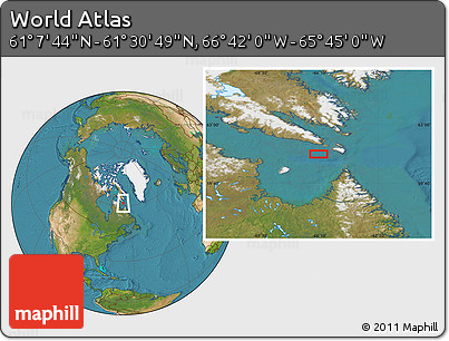 Satellite Location Map of the Area around 61° 19' 16" N, 66° 13' 29" W