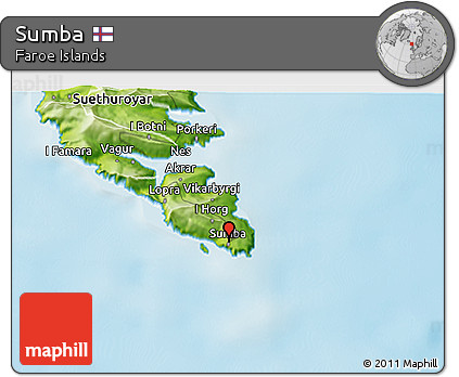 Physical 3D Map of Sumba