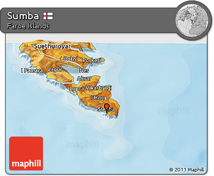 Political 3D Map of Sumba