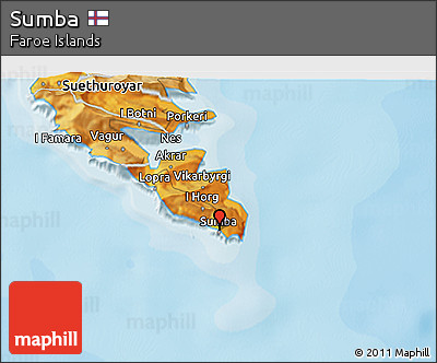 Political 3D Map of Sumba