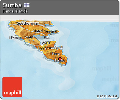 Political 3D Map of Sumba