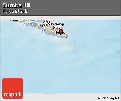 Shaded Relief Panoramic Map of Sumba
