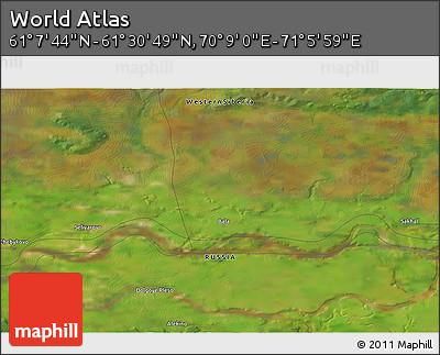 Satellite 3D Map of the Area around 61° 19' 16" N, 70° 37' 30" E