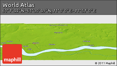 Physical Panoramic Map of the Area around 61° 19' 16" N, 71° 28' 29" E